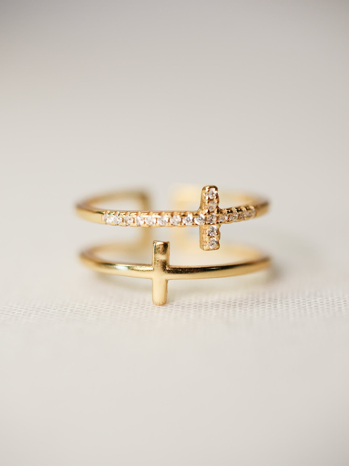 Faith Shield Double Cross Jewelry Ring