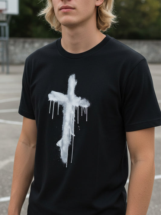 Bold Paint Drip Cross Christian Streetwear T-Shirt