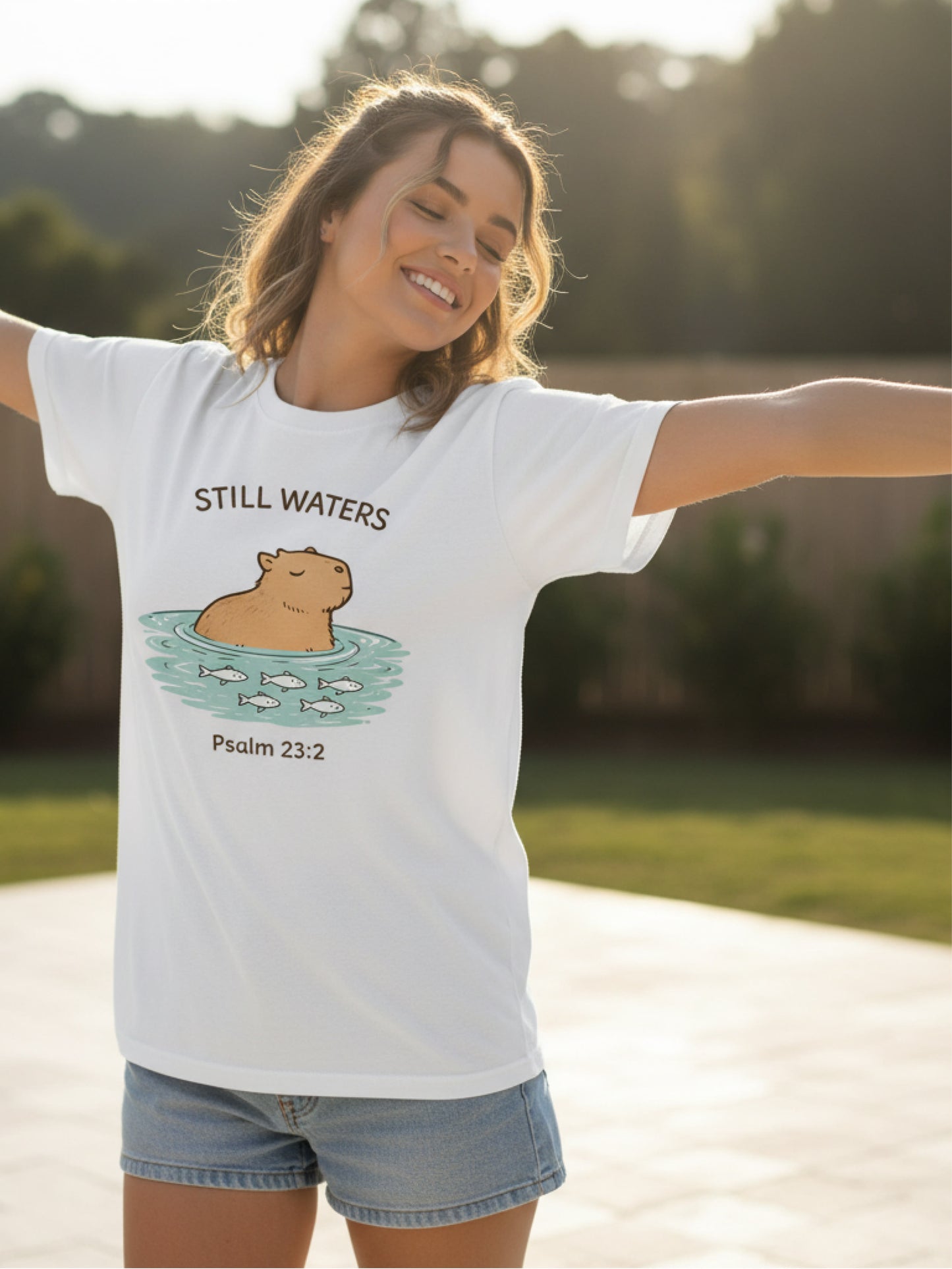 Capybara T Shirt Cool Christian T Shirts Psalm 23 Still Waters Tee