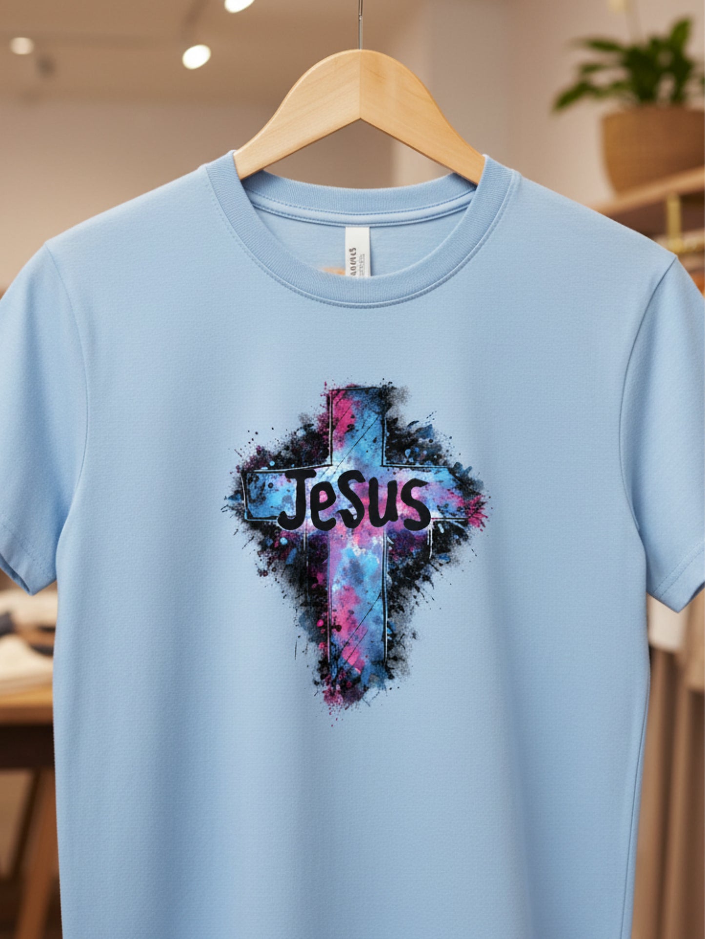 Soft Bloom Jesus Cross Cute Christian T Shirt – Pastel Faith Graphic Tee