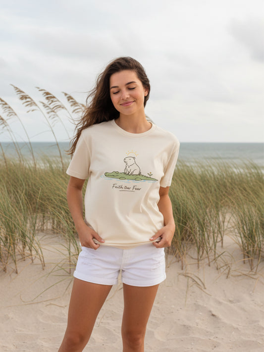 Faith Over Fear Capybara Graphic Funny Christian T Shirt