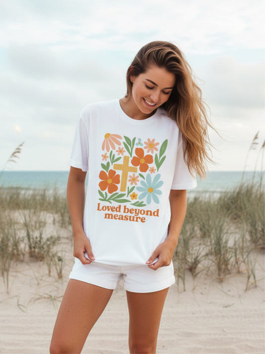 Loved Beyond - Retro Floral Christian T-Shirt