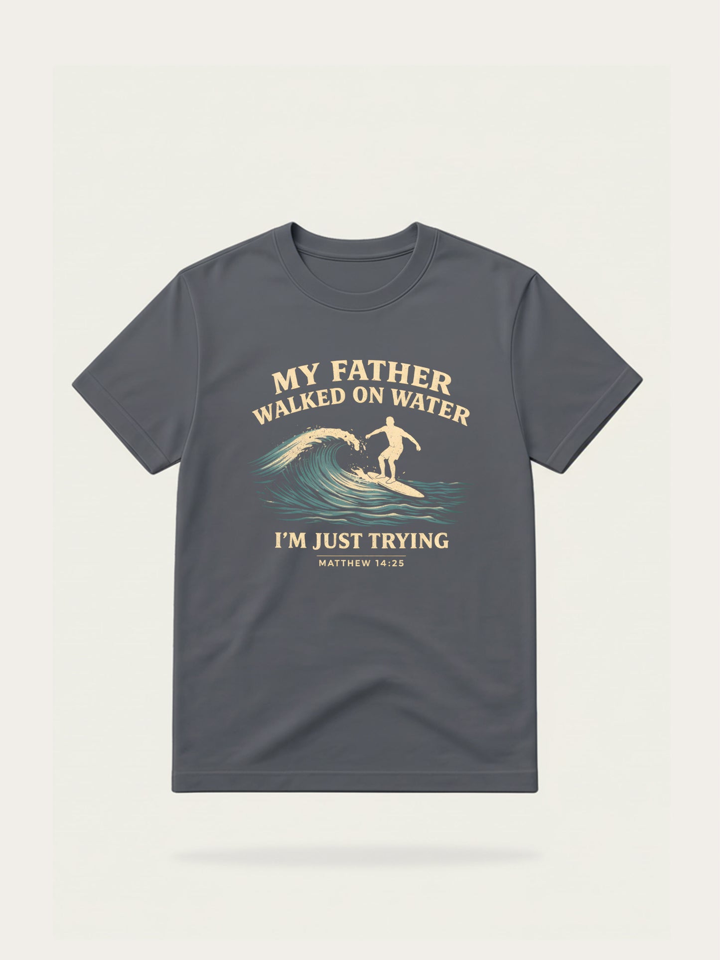 Christian Surfer T Shirt Jesus Walking On Water Graphic Tee