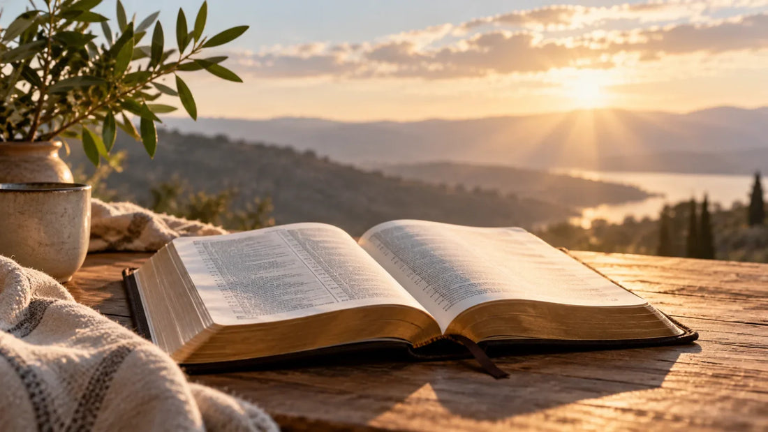 An open Bible illuminated by soft morning light, reflecting the biblical meaning of grace, mercy, and new life.