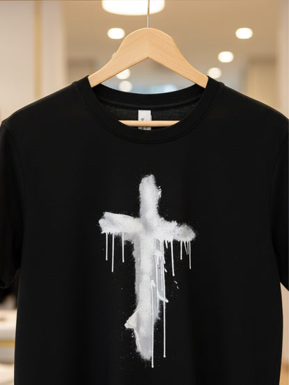 Bold Paint Drip Cross Christian Streetwear T-Shirt