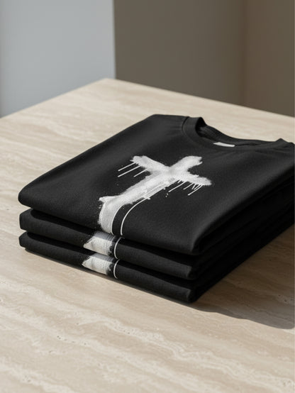 Bold Paint Drip Cross Christian Streetwear T-Shirt