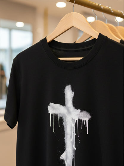 Bold Paint Drip Cross Christian Streetwear T-Shirt