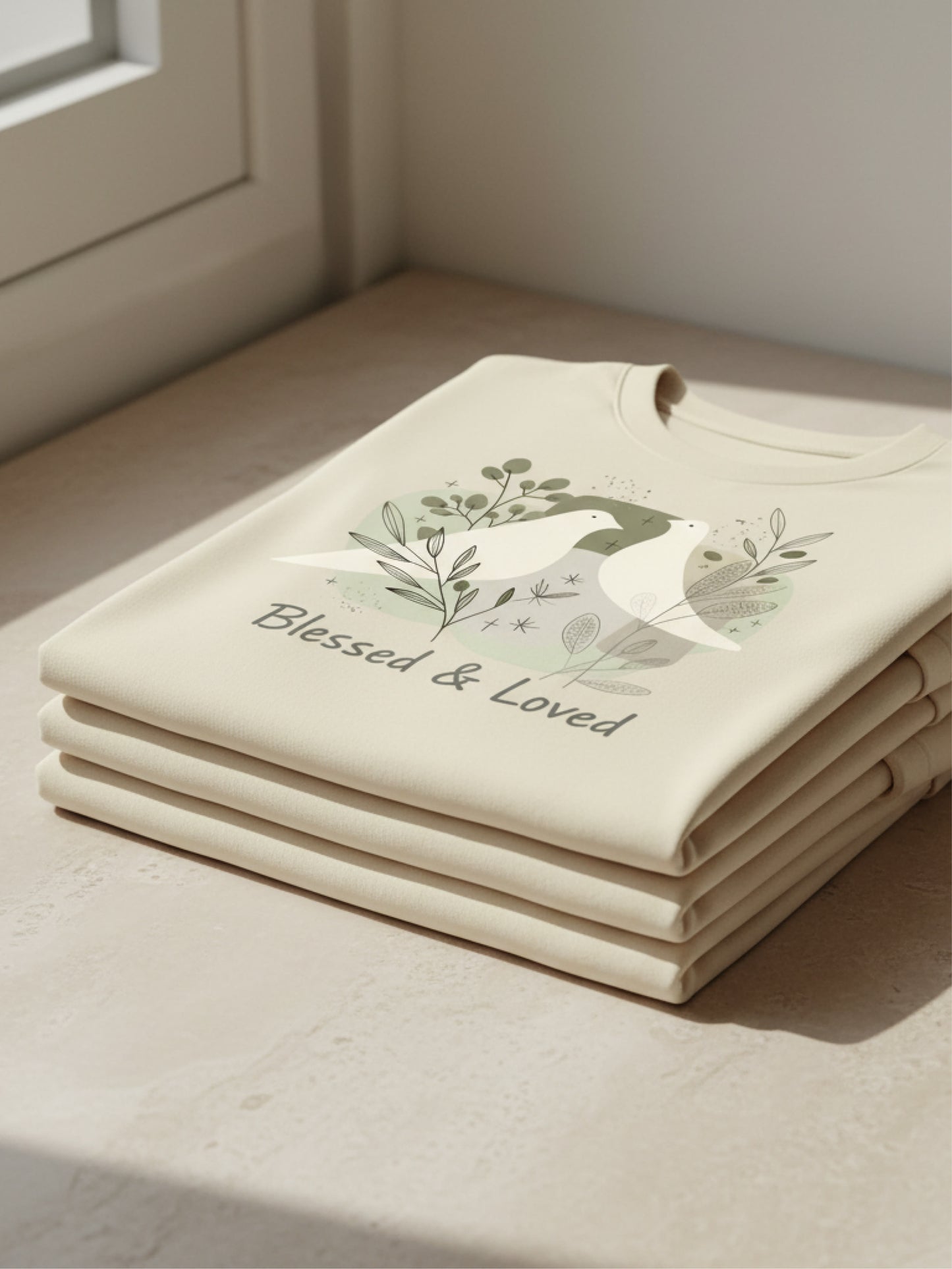 Blessed and Loved T Shirt Minimal Dove Christian Aesthetic Tee