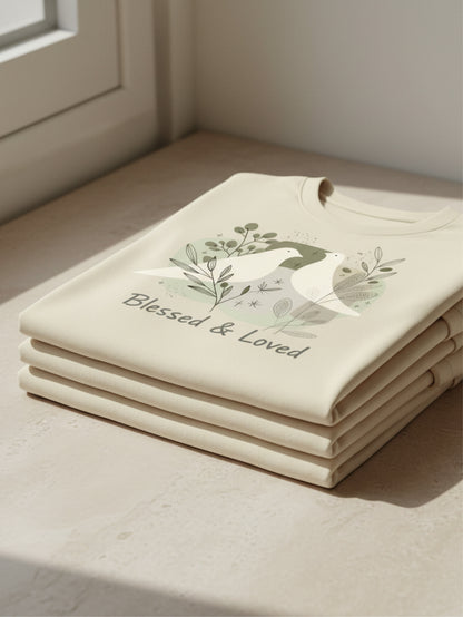 Blessed and Loved T Shirt Minimal Dove Christian Aesthetic Tee