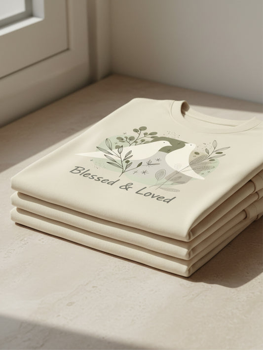 Blessed and Loved T Shirt Minimal Dove Christian Aesthetic Tee