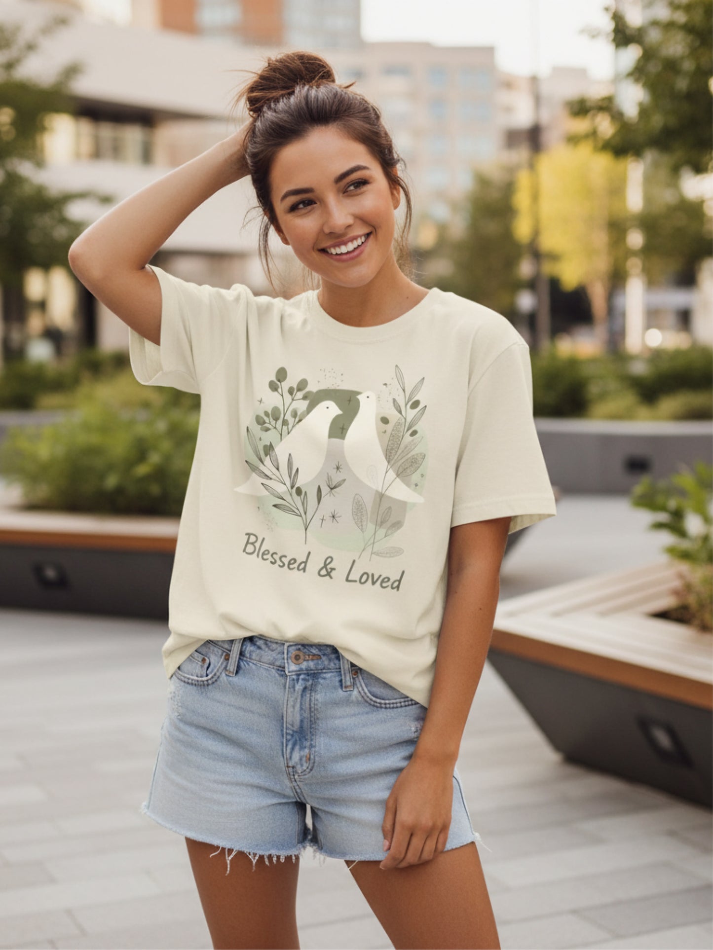 Blessed and Loved T Shirt Minimal Dove Christian Aesthetic Tee