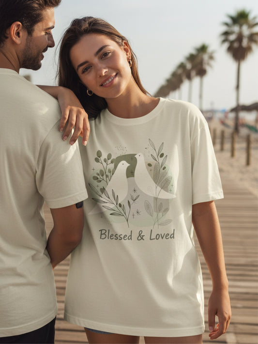 Blessed and Loved T Shirt Minimal Dove Christian Aesthetic Tee