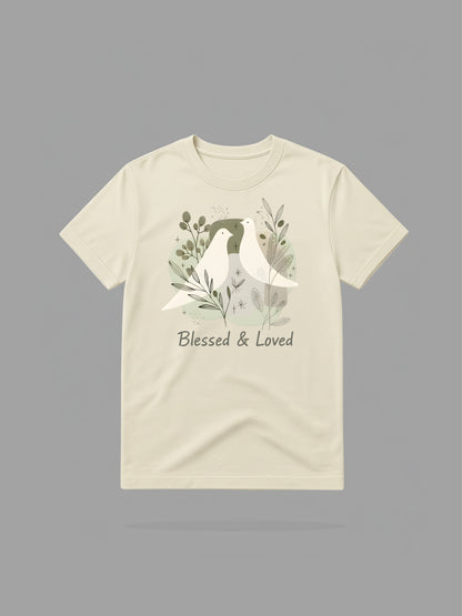 Blessed and Loved T Shirt Minimal Dove Christian Aesthetic Tee