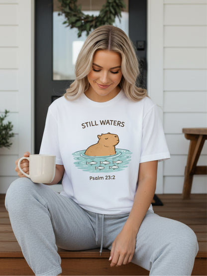 Capybara T Shirt Cool Christian T Shirts Psalm 23 Still Waters Tee