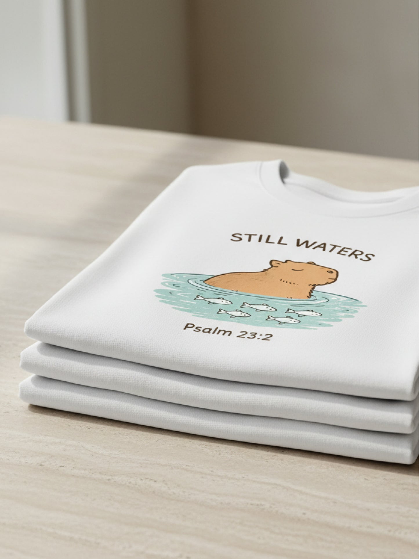 Capybara T Shirt Cool Christian T Shirts Psalm 23 Still Waters Tee