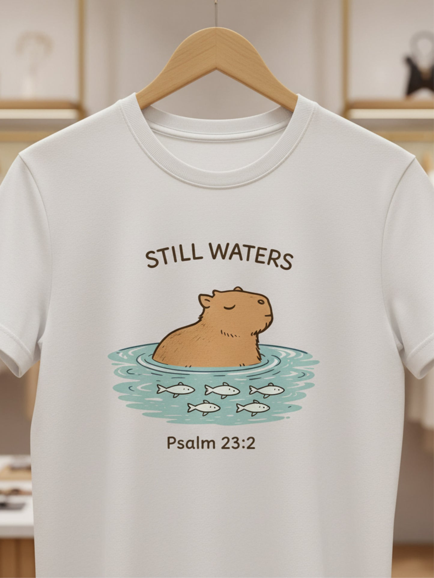 Capybara T Shirt Cool Christian T Shirts Psalm 23 Still Waters Tee