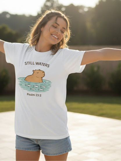 Capybara T Shirt Cool Christian T Shirts Psalm 23 Still Waters Tee