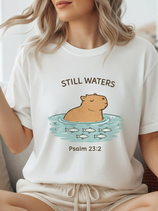 Capybara T Shirt Cool Christian T Shirts Psalm 23 Still Waters Tee