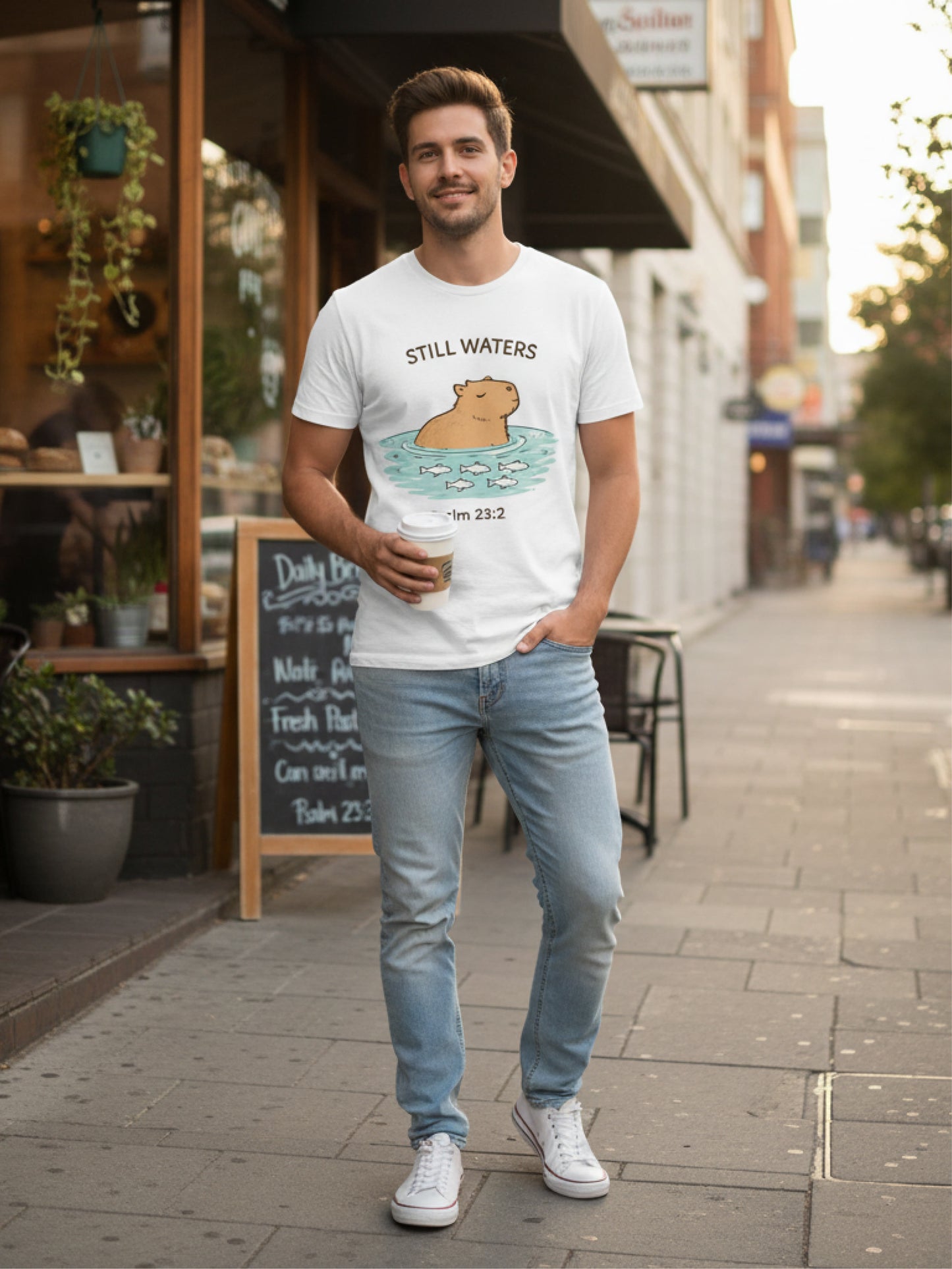 Capybara T Shirt Cool Christian T Shirts Psalm 23 Still Waters Tee