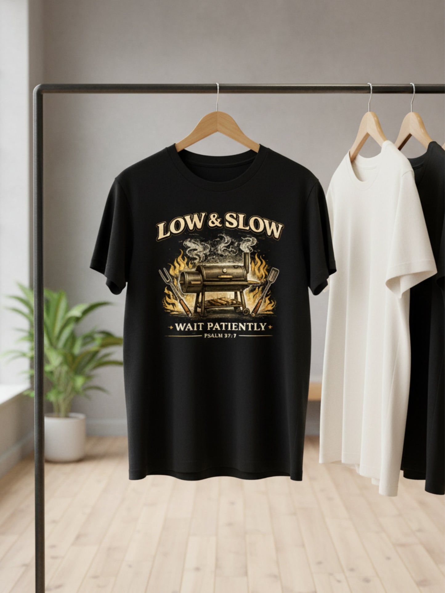 Christian Dad Shirt | Low and Slow BBQ Bible Verse Shirt for Men