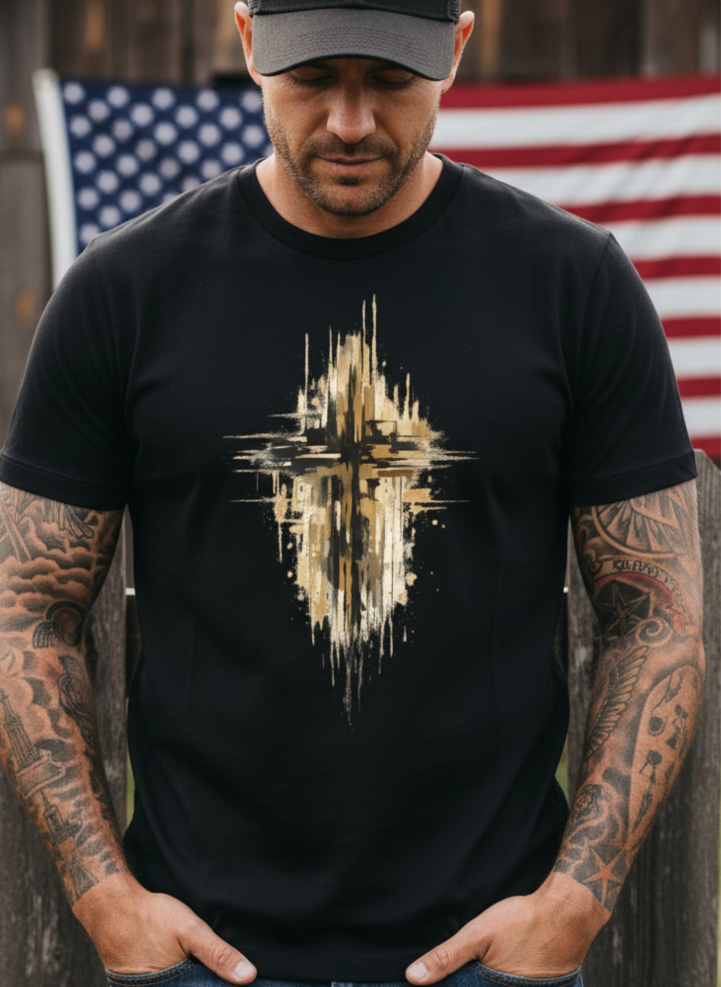 Abstract Cross Christian T-Shirt