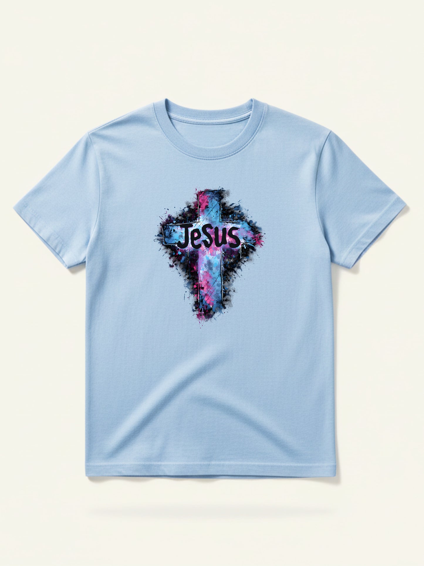 Soft Bloom Jesus Cross Cute Christian T Shirt – Pastel Faith Graphic Tee