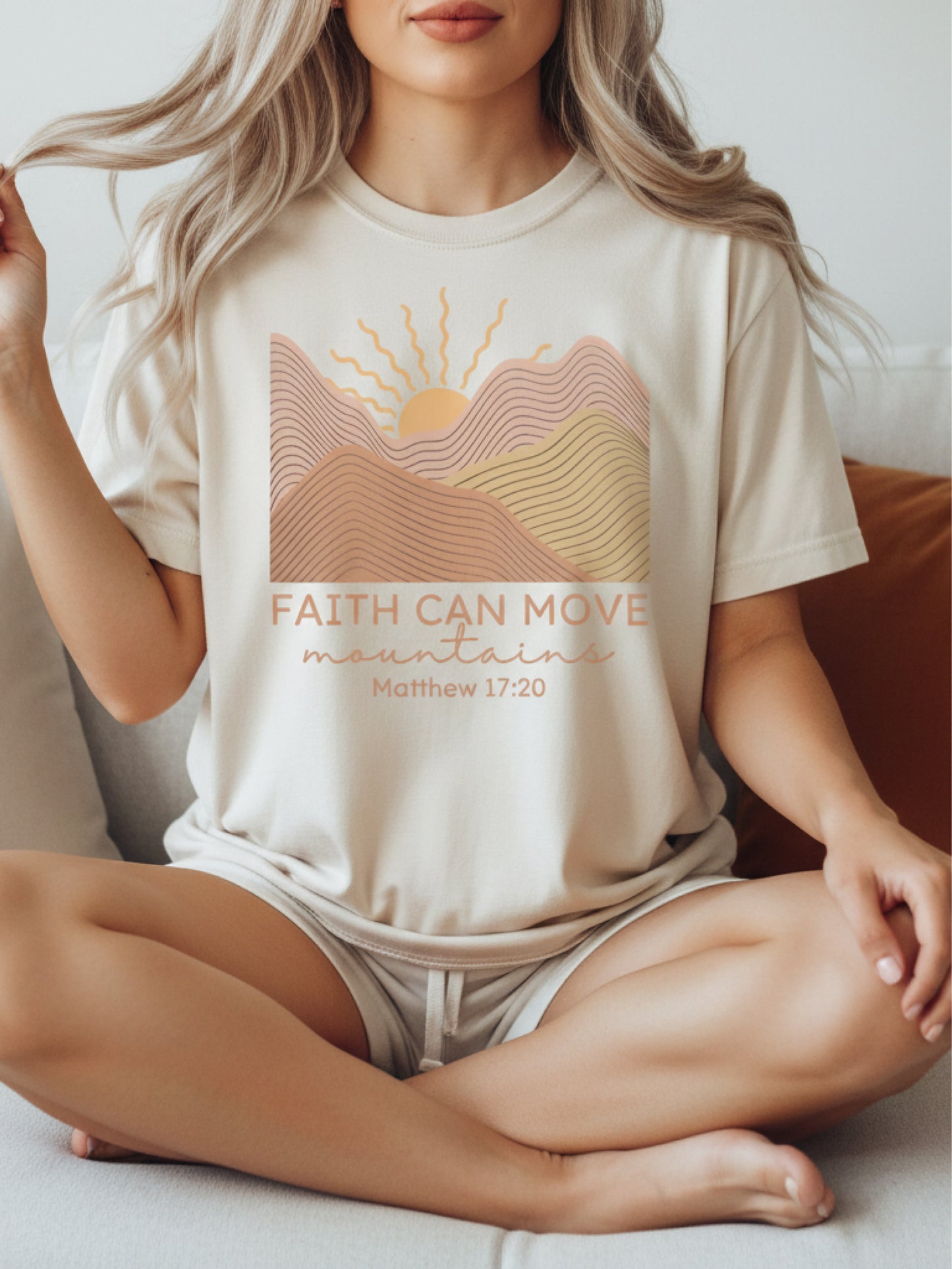 Faith Can Move Mountains Shirt | Matthew 17:20 Christian T Shirt for Women