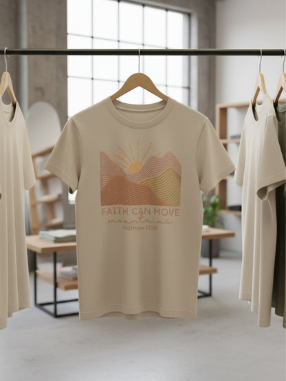Faith Can Move Mountains Shirt | Matthew 17:20 Christian T Shirt for Women