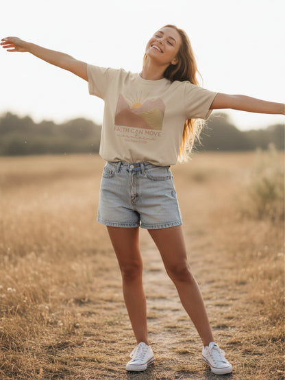 Faith Can Move Mountains Shirt | Matthew 17:20 Christian T Shirt for Women