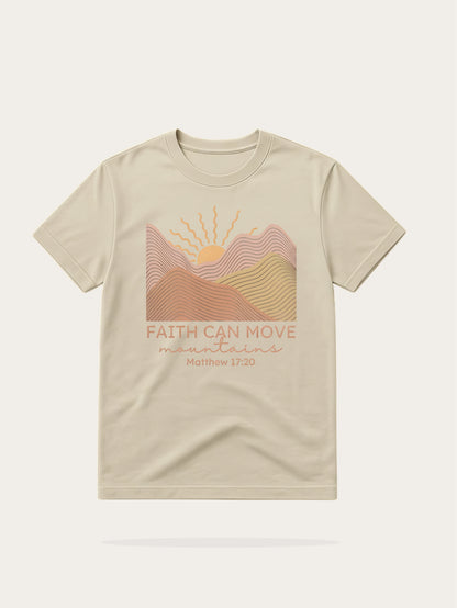 Faith Can Move Mountains Shirt | Matthew 17:20 Christian T Shirt for Women