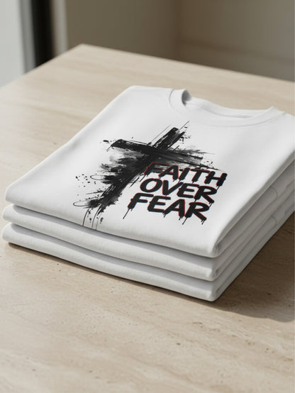 Faith Over Fear Cross Graphic Christian T Shirt