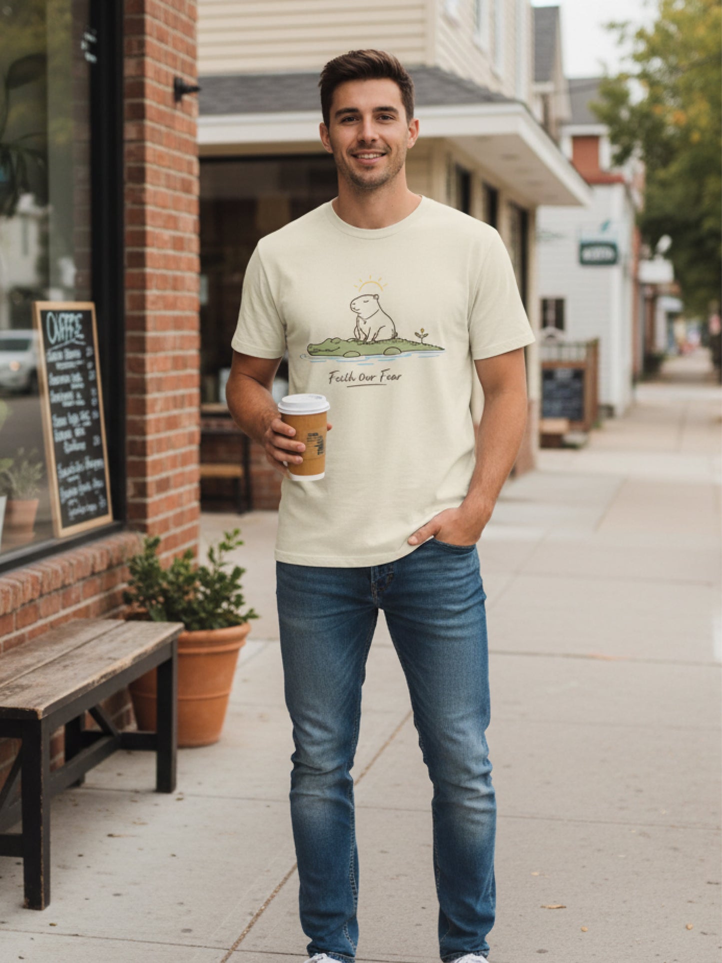 Faith Over Fear Capybara Graphic Funny Christian T Shirt
