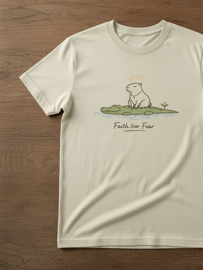 Faith Over Fear Capybara Graphic Funny Christian T Shirt