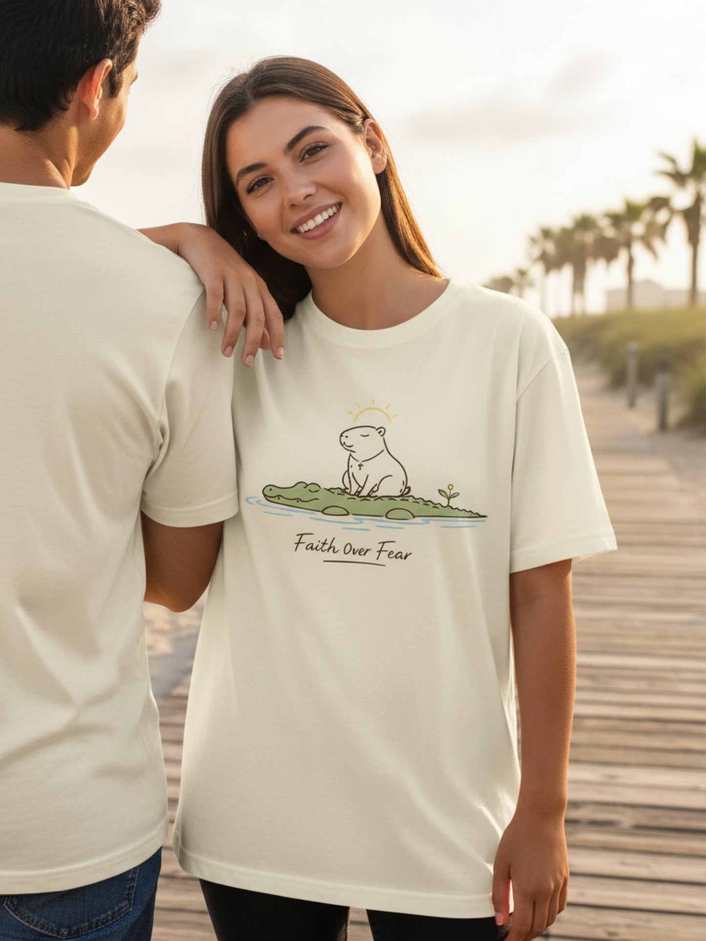 Faith Over Fear Capybara Graphic Funny Christian T Shirt