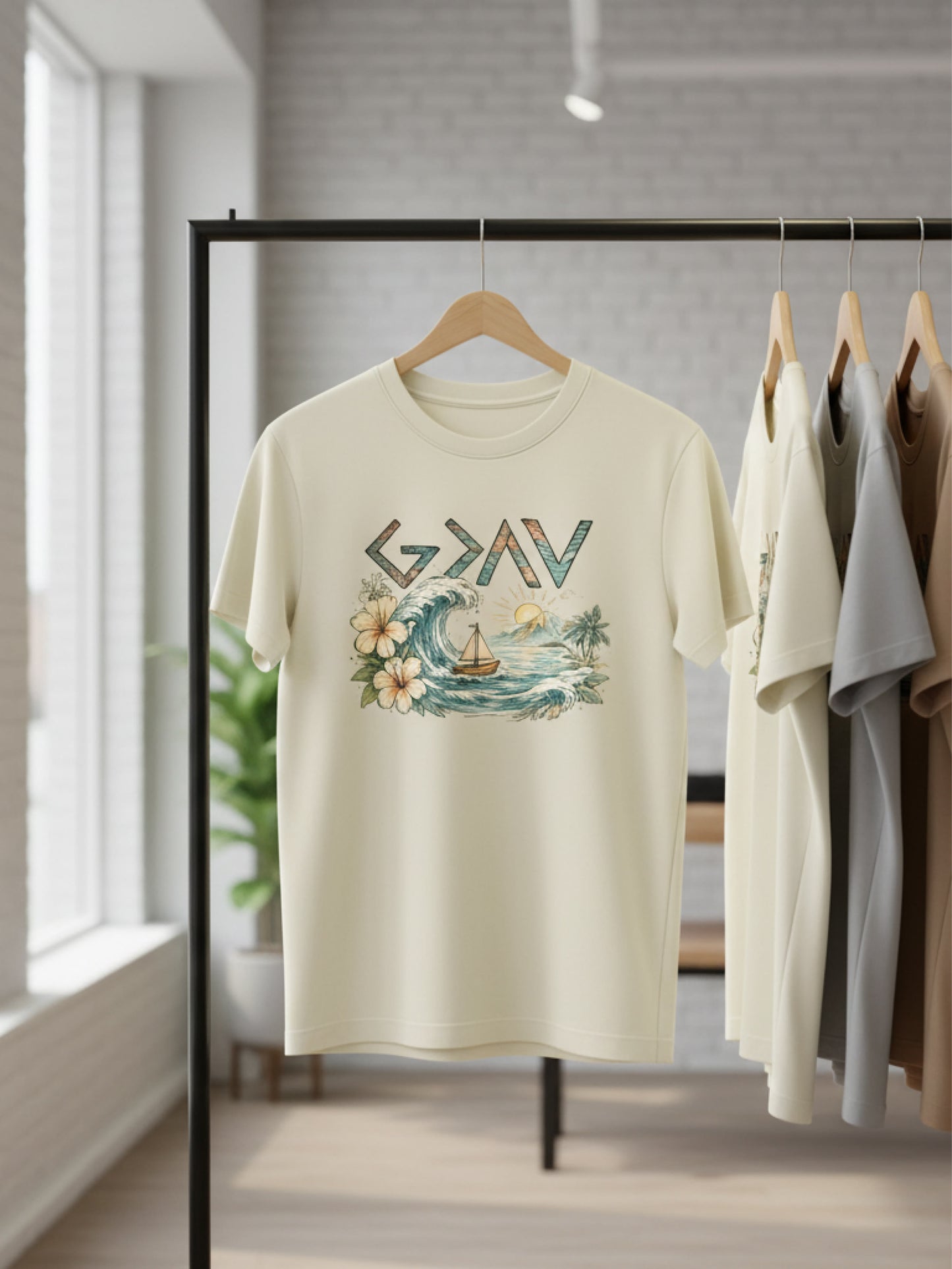 God Is Above The Highs And Lows Tee Christian Ocean Wave Shirt