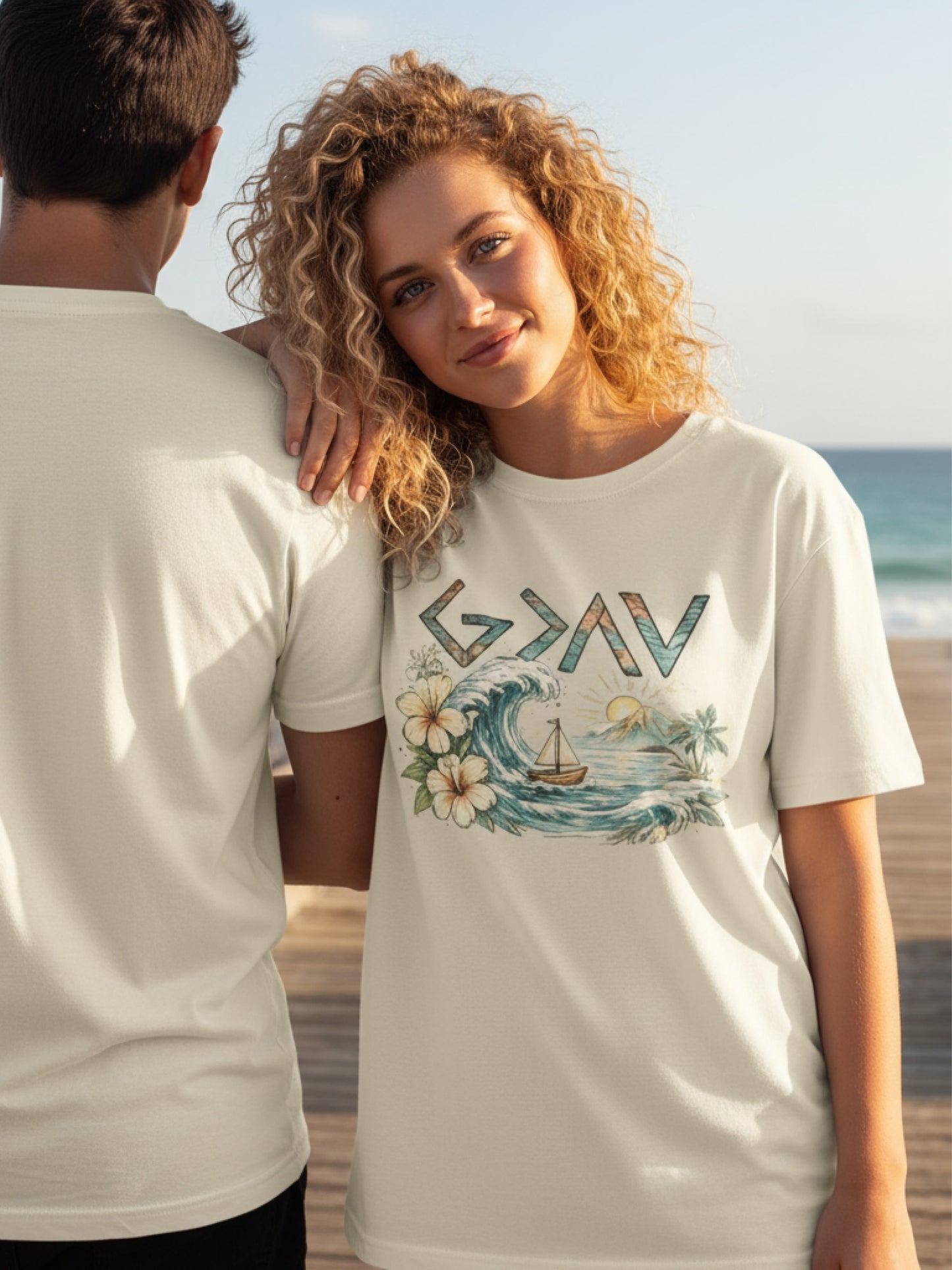 God Is Above The Highs And Lows Tee Christian Ocean Wave Shirt