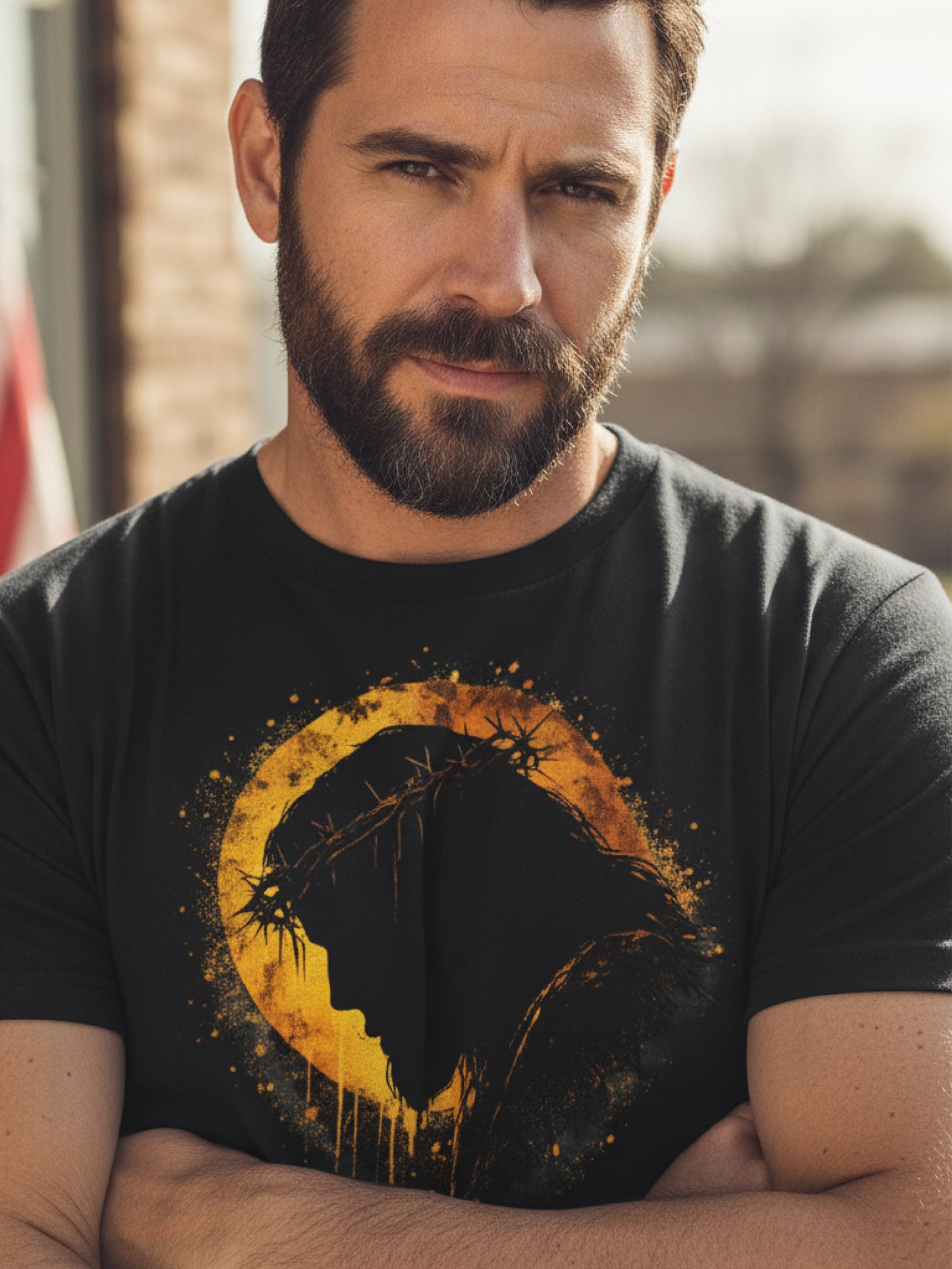 Burning Crown Jesus Tee Shirt – Faith Fire Graphic Christian T-Shirt