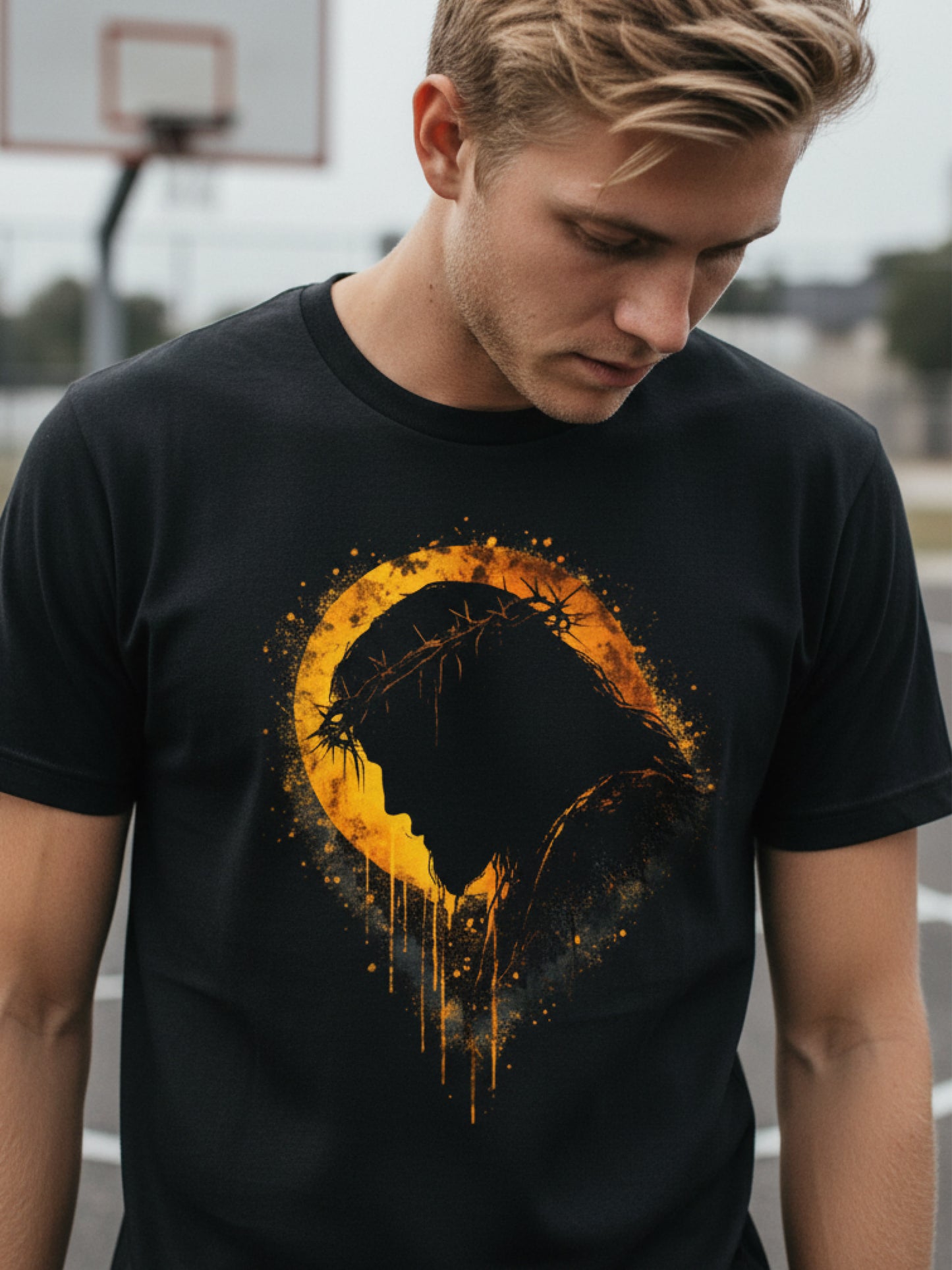 Burning Crown Jesus Tee Shirt – Faith Fire Graphic Christian T-Shirt