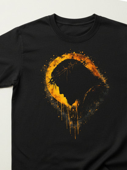 Burning Crown Jesus Tee Shirt – Faith Fire Graphic Christian T-Shirt